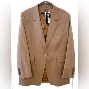 Banana Republic Siena Slim Italian Wool Blazer NWT Size 14P Heather Camel